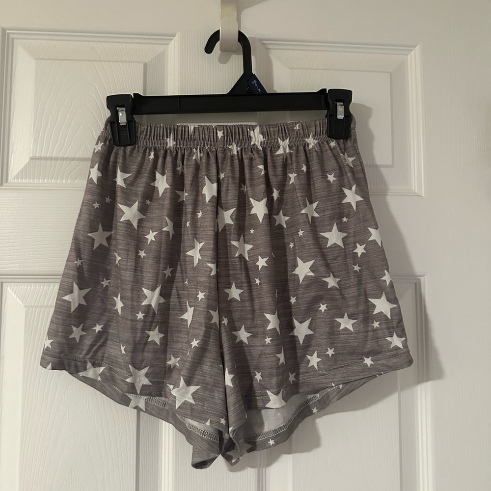 ROMWE Gray Star Print Pajama Shorts